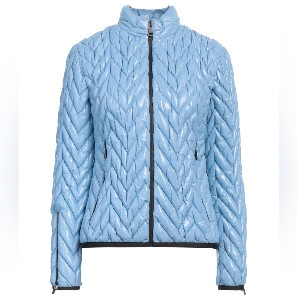 NWT Khrisjoy Ski Chevron Padded Quilted Jacket in Sky Blue